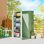 Outsunny Metal Tool Shed with Sloped Roof and Lockable Door, 142x86x189 cm, Light Green