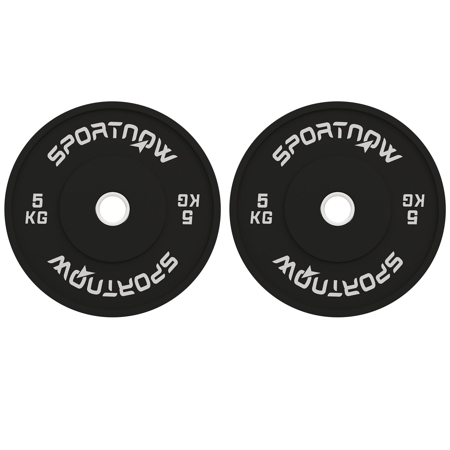 Set of 2 5kg Rubber Weight Plates with 2"/5 cm Hole for Dumbbells and Barbells, Black