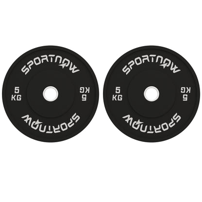 Set of 2 5kg Rubber Weight Plates with 2"/5 cm Hole for Dumbbells and Barbells, Black