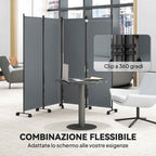 Outsunny 4-Panel Folding Indoor and Outdoor Screen with Wheels, 221 x 50 x 172 cm, Dark Grey