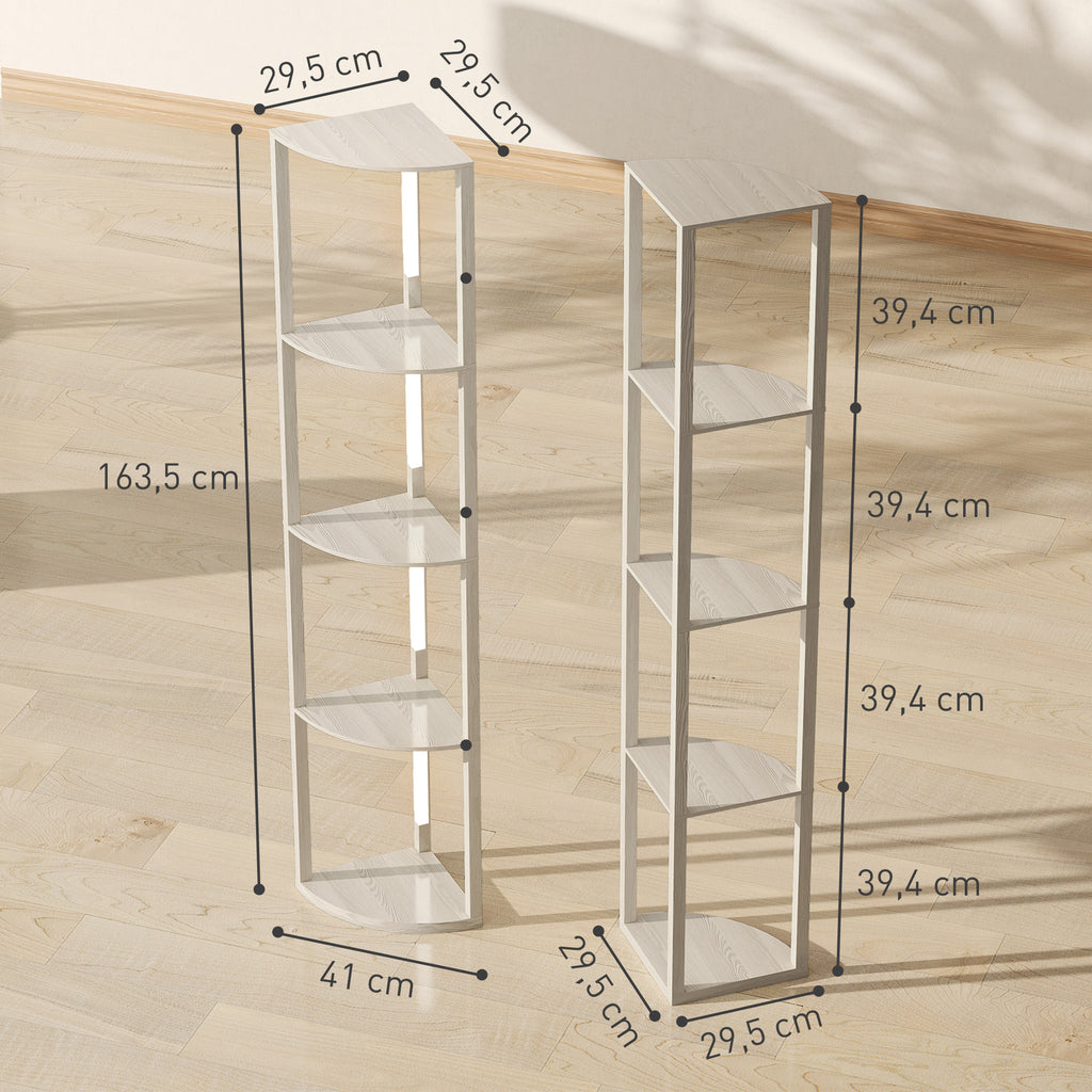 HOMCOM Floor Lamp with 4 Shelves, 3-Level Adjustable LED Light, 4 Shelves, 41x29.5x163.5 cm, Oak
