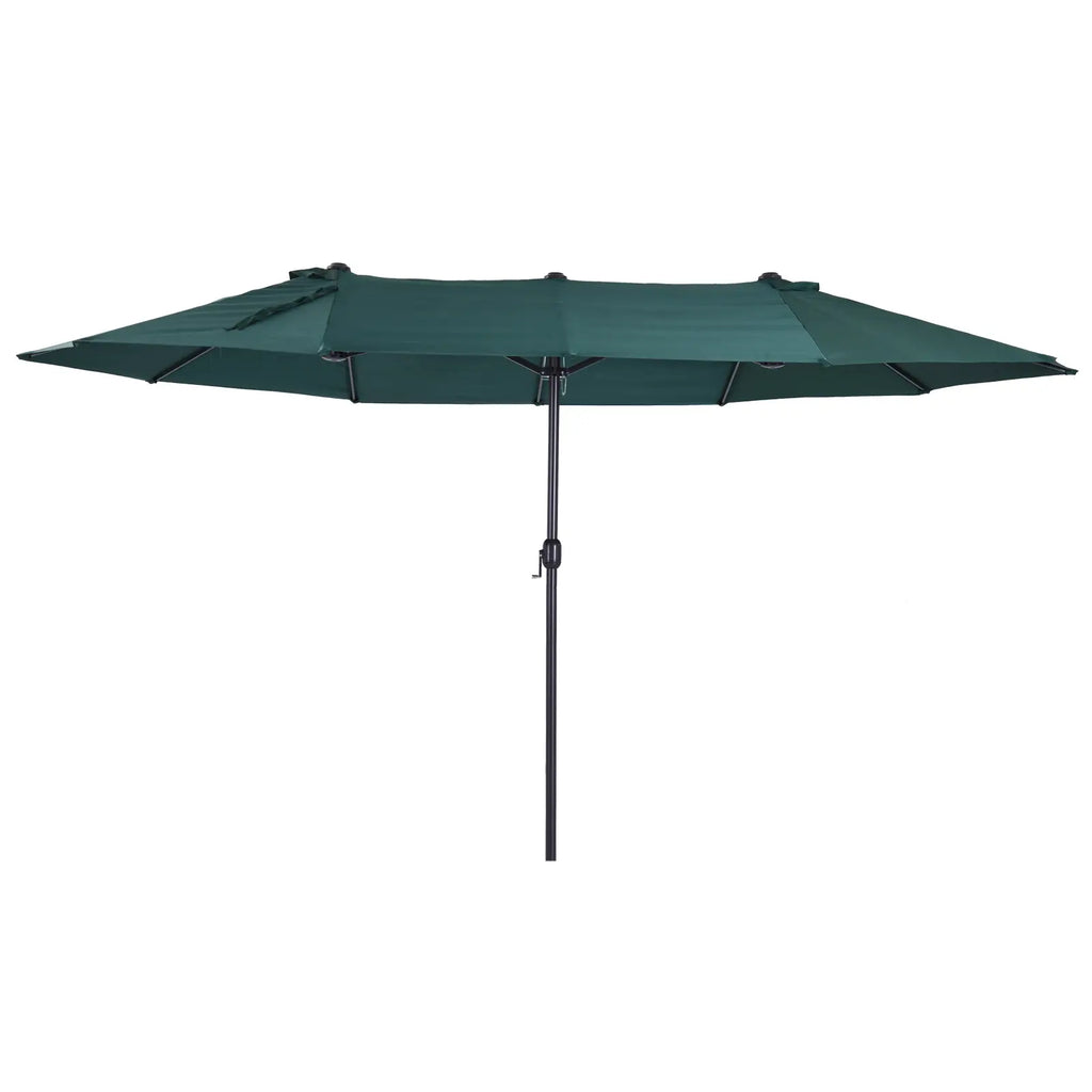 Double Garden Umbrella with Crank Opening, in Steel and Polyester, 455x265x238cm, Dark Green - Borge' Group Limited