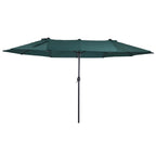 Double Garden Umbrella with Crank Opening, in Steel and Polyester, 455x265x238cm, Dark Green - Borge' Group Limited
