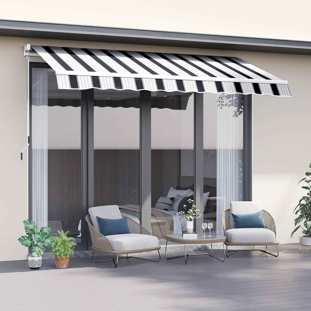 Outsunny 2.5x2m Manual Roller Awning in Aluminum and Polyester, Blue and White
