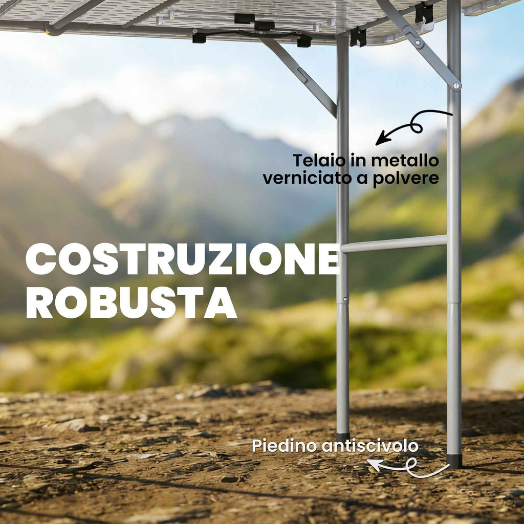 Outsunny 2-Height Folding Camping Table with Handle, HDPE, 120x60x74 cm, White