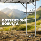 Outsunny 2-Height Folding Camping Table with Handle, HDPE, 120x60x74 cm, White