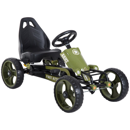 HOMCOM Pedal Go Kart for Children from 3-6 Years with Adjustable Seat and Handbrake, Green