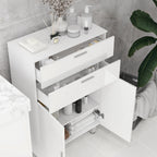 kleankin Bathroom Cabinet with 2 Drawers and Cabinet with Adjustable Shelf, Wooden, 60x30x93 cm, White