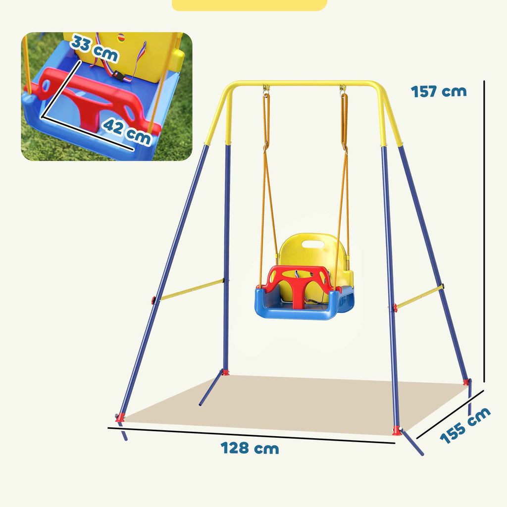 AIYAPLAY Adjustable Children's Garden Swing with Backrest and Barrier, Made of Steel and PP, 128x155x157 cm, Blue