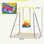 AIYAPLAY Adjustable Children's Garden Swing with Backrest and Barrier, Made of Steel and PP, 128x155x157 cm, Blue