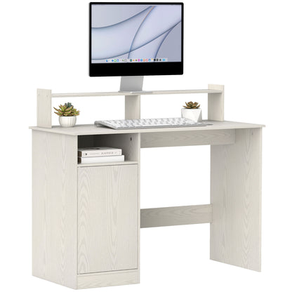 Modern Desk with Monitor Stand, Cabinet and Shelves, 108x50x94 cm, Cream