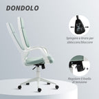 Fabric Office Chair with Rocking, Adjustable Height and Swivel Seat, 63x63x117-127 cm, Green