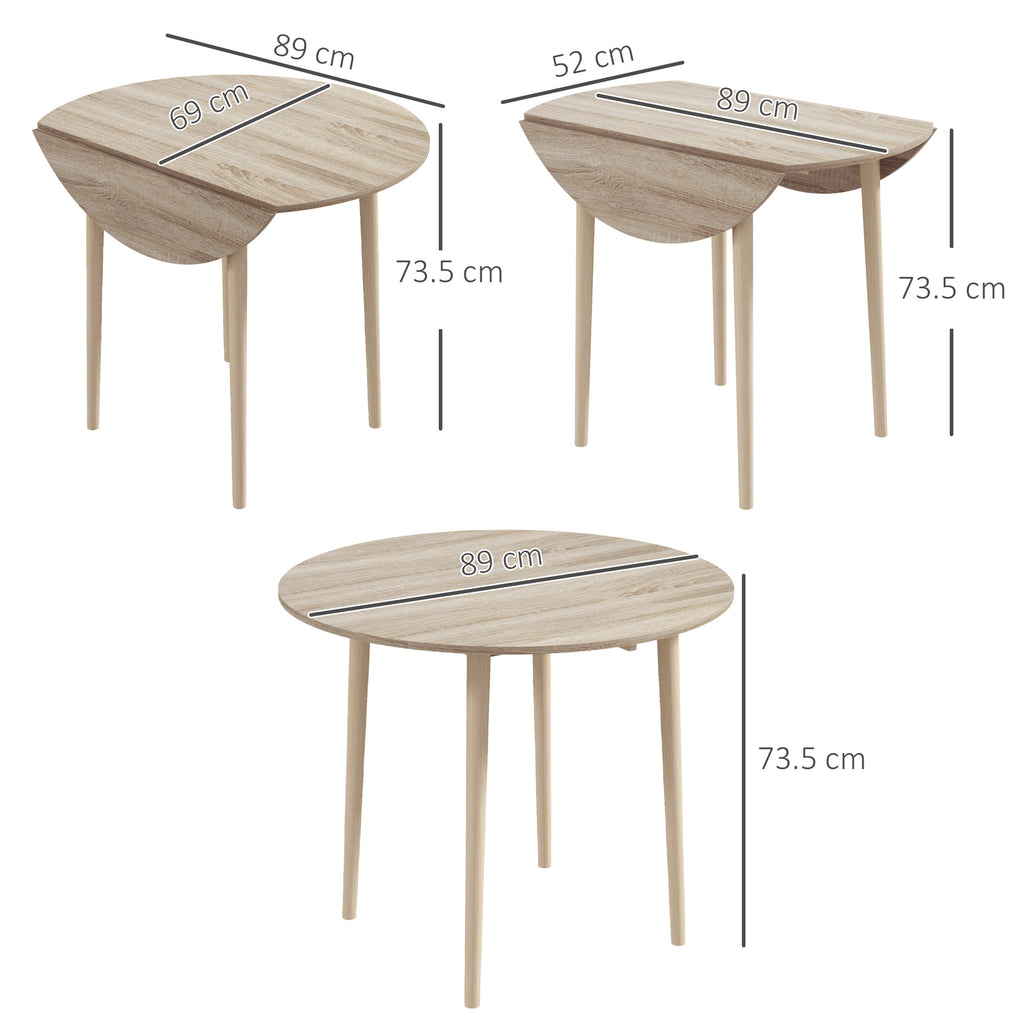 HOMCOM Modern Folding Table for Kitchen and Living Room, in Chipboard, Ø89x73.5 cm - Borgè