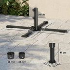 Outsunny Folding Cross Base for 38-48mm Umbrellas, Patio Stand, Dark Grey