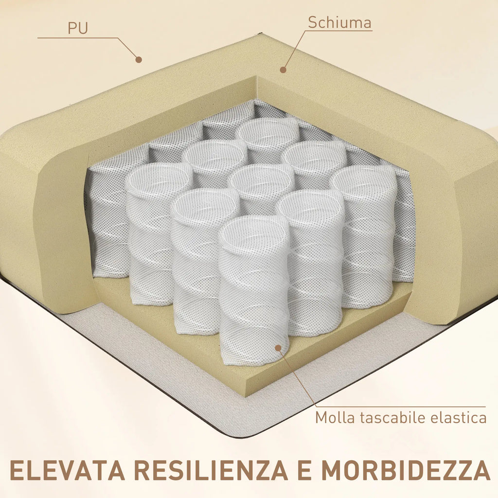 Beige Reclining Relax Chair with 8 Massage Points, Heating and Footrest, 97x92X104 cm