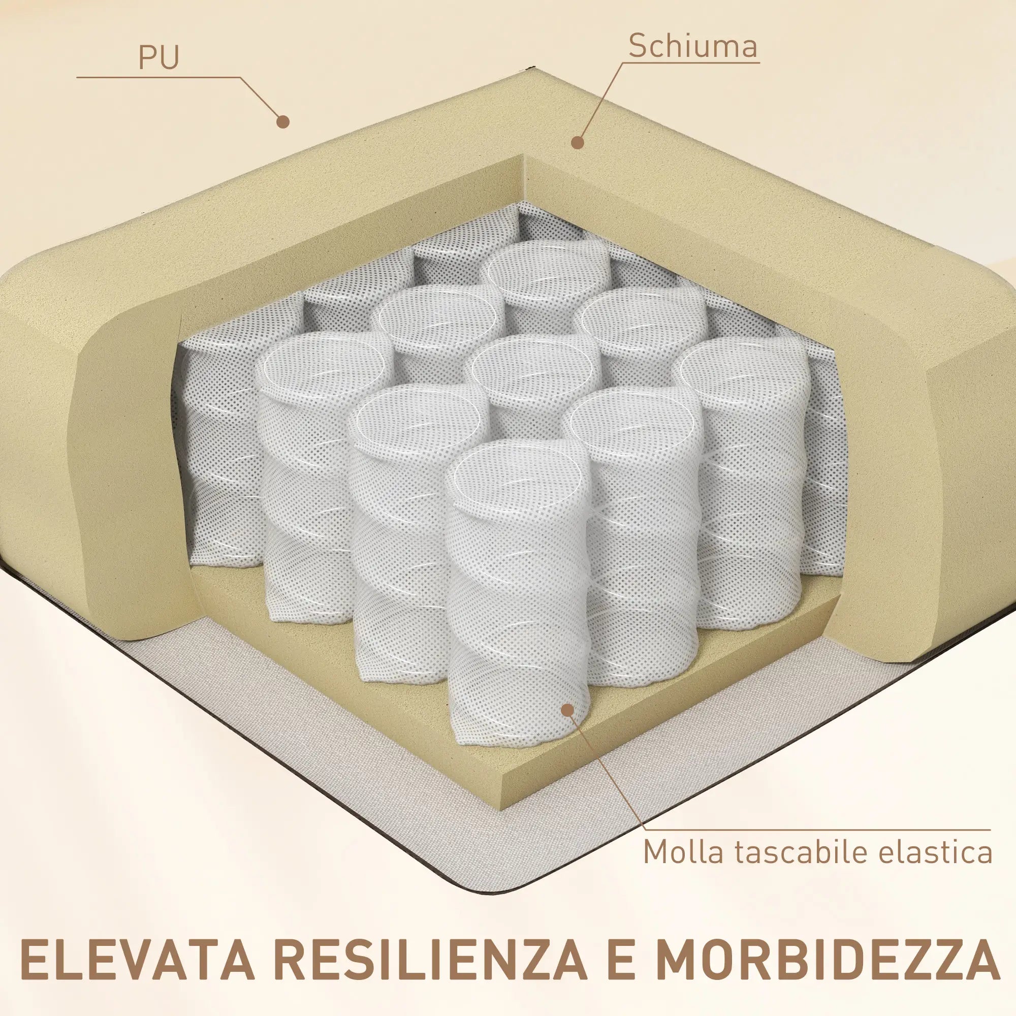 Beige Reclining Relax Chair with 8 Massage Points, Heating and Footrest, 97x92X104 cm