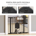 Adjustable Dog Gate with Small Door and Automatic Closure, 75-103x76cm, Black