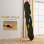HOMCOM Full-Length Floor Mirror with Folding Stand, Glass and Metal, 50x4x180 cm, Gold
