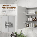 kleankin Bathroom Mirror Cabinet with LED Light, 80 x 65cm Bathroom Cabinet with Mirror, Soft Close Door, 3-Color Dimmable, Adjustable Shelves, Gloss White