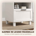 HOMCOM Modern Bedside Table with Drawer and Wooden Shelf, 45x38x50 cm, White and Wood Color
