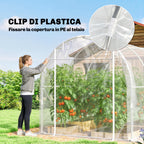 Outsunny 2x3x2 m Tunnel Greenhouse with Roller Doors, Steel Frame and Anti-UV PE Cover, Transparent