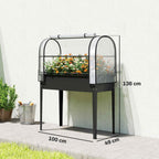 Outsunny Raised Vegetable Garden Bed with Mini Greenhouse Cover and Drainage Hole, 100x49x136 cm, Black