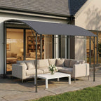 Outsunny Gazebo Pergola with 16 Drainage Holes, Metal and Polyester, 3.8x2.8m, Grey