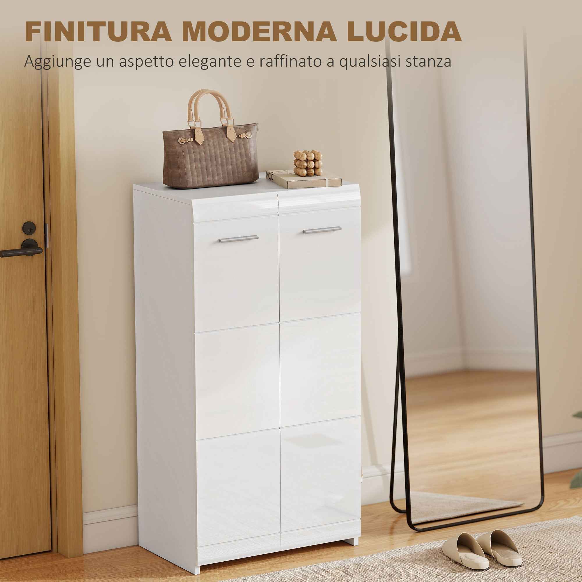 HOMCOM Modern Entryway Shoe Rack with 5 Adjustable Shelves, 55x36x108 cm, White