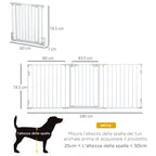 Self-Closing Dog Gate with Locking System, Metal and Plastic, 180x74.5 cm, White