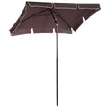 Rectangular and Adjustable Garden Umbrella with Aluminum Pole, 2x1.3x2.5 m, Brown and Black - Borgè