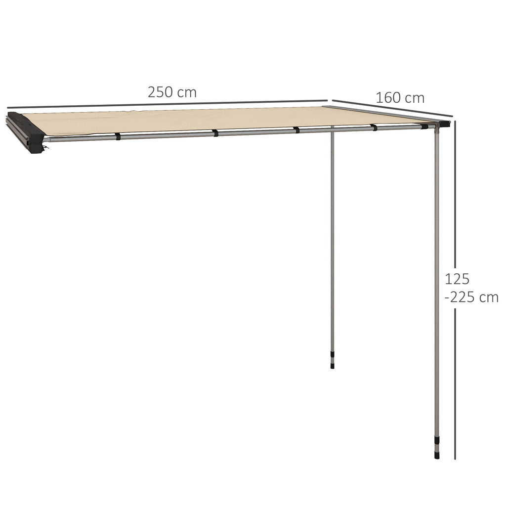 Waterproof Side Car Roof Awning with Adjustable Height, 2.5x1.6m, Khaki - Borgè