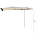 Waterproof Side Car Roof Awning with Adjustable Height, 2.5x1.6m, Khaki - Borgè
