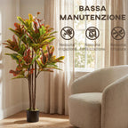 HOMCOM Artificial Croton Plant in Multi-Color, PEVA and Wood, with a PP and Cement Pot, 55x55x120 cm