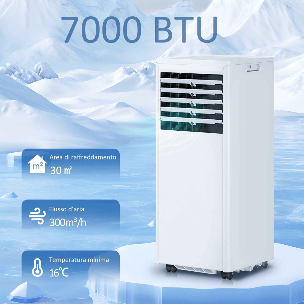 Portable Air Conditioner 7000 BTU, 4-in-1 Unit with Cooling, Dehumidifier, Fan, Night Mode