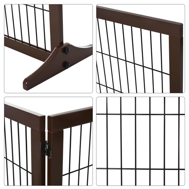 Folding and Adjustable Pet Gate in Pine Wood and Metal with Stable Base, for Dogs and Puppies, 185x36x71cm - Borge' Group Limited