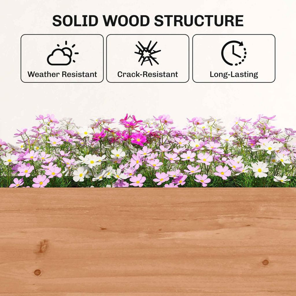 Outsunny Raised Garden Bed, Vertical Wooden Planter with Drainage and Lining.