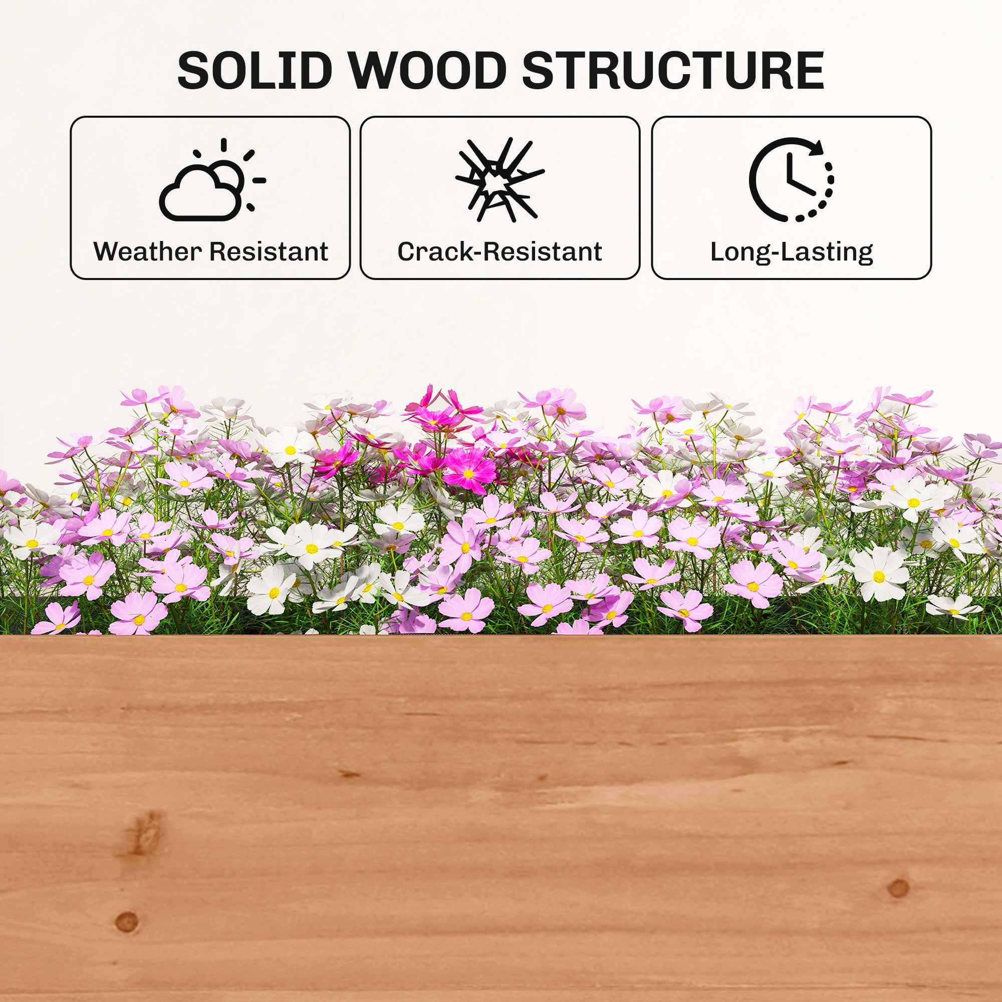 Outsunny Raised Garden Bed, Vertical Wooden Planter with Drainage and Lining.