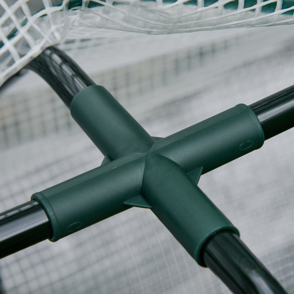 Vegetable Garden Bed with Greenhouse, Outdoor Plant Holder in Wood and PE for Flowers and Vegetables, 121x55x117cm