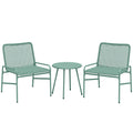 Outsunny 3-Piece Rattan Bistro Set: 2 Chairs, Round Garden Table, Green.