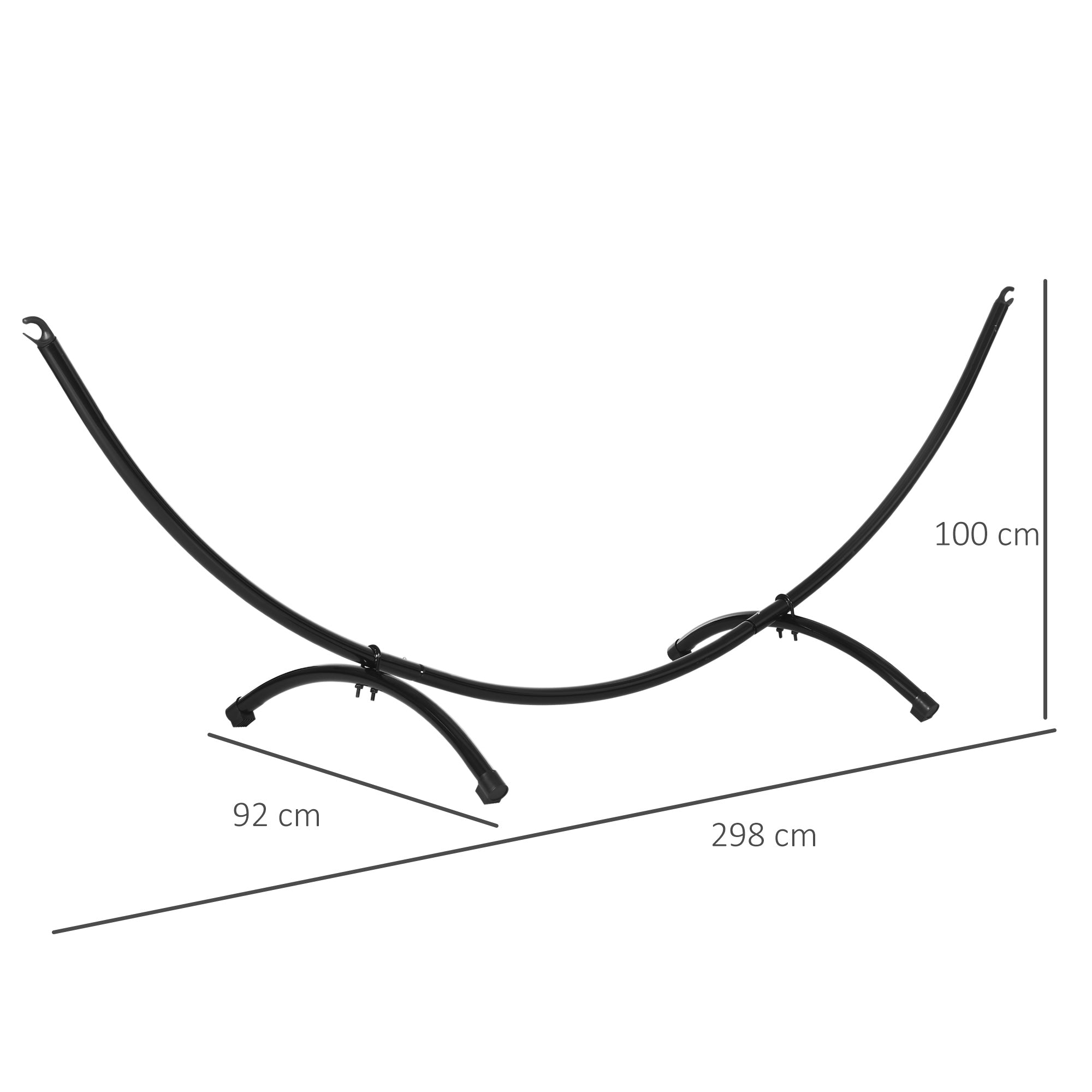 Outsunny Universal Outdoor Metal Hammock Frame, 300x90x100cm, Black