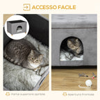 Cat House Footstool with Removable and Washable Cushion, Grey