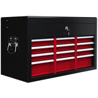 Tool Box with 6 Drawers in Steel with Lock, 60x26x34cm, Black and Red