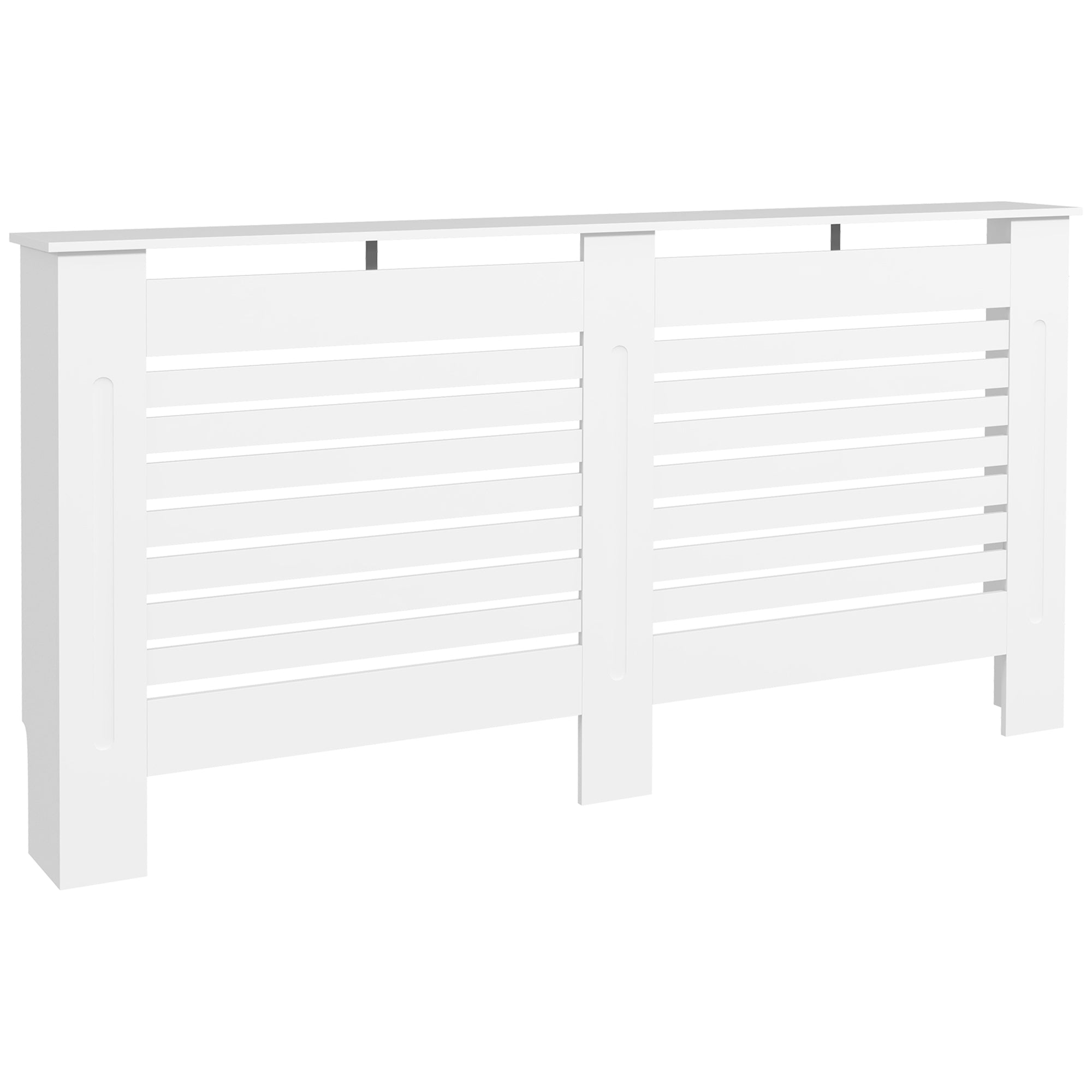 Slatted Radiator Cover with Storage Shelf, Wooden, 152x19x81 cm, White