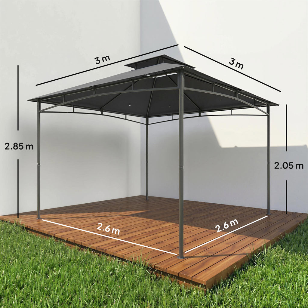 Outsunny Garden Gazebo Outdoor Gazebo Double Roof 3x3 m Dark Grey