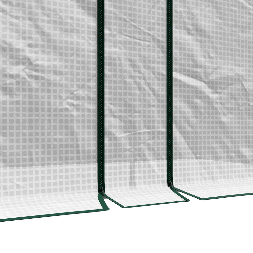 2m² Garden Greenhouse, 2 Roller Doors, 140g/m² Anti-UV PE Cover, 2x1x1.78m, White