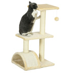 3-Tier Cat Tree with Scratching Post, Plush and Sisal, 40x35x72 cm, Cream