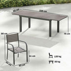 9-Piece Extendable Outdoor Dining Set, Aluminum Table, 8 Chairs, Gray