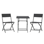 3-Piece Folding Garden Set, PE Rattan and Metal, 2 Chairs and Coffee Table, UV Protection, Balcony Furniture Set, for Patio and Backyard, Brown - Borge' Group Limited