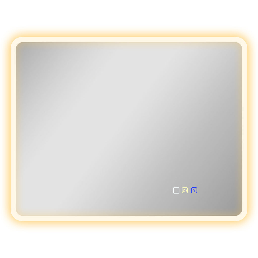 Bluetooth LED Bathroom Mirror, Touch Switch, Adjustable Light, 3 Colors, Anti-Fog, 70 x 90 cm, Silver