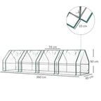 Outsunny 4-Door Roll-Up Mini Garden Greenhouse with Extended Cover, Steel and PE, 360x90x90 cm, Transparent